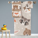 Cute Woodland Animal Kids Pattern Bathroom Bath Towel Set at Zazzle