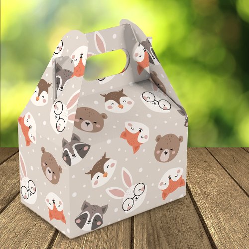 Cute Woodland Animal Kids Pattern Birthday Party Favor Boxes