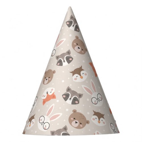 Cute Woodland Animal Kids Pattern Birthday Party Party Hat