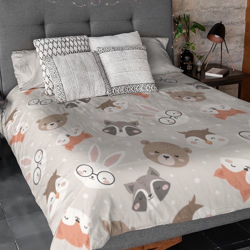 Cute Woodland Animal Kids Pattern Duvet Cover