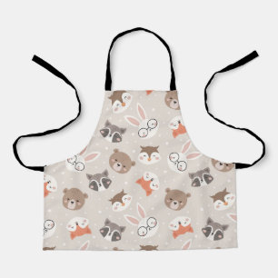 Cute Woodland Animal Kids Pattern Kitchen Apron