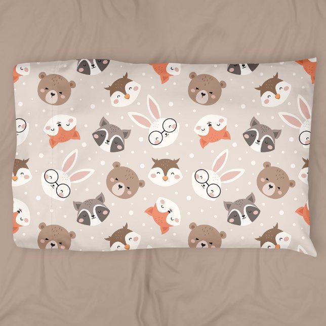 Cute Woodland Animal Kids Pattern Pillow Case (Creator Uploaded)