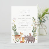 Cute Woodland Animal Leafy Baby Shower Invite (Standing Front)