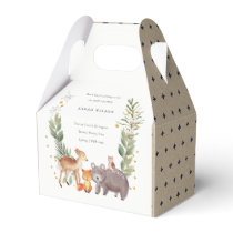 Cute Woodland Animal Leafy Wreath Baby Shower Favor Boxes