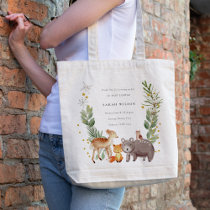 Cute Woodland Animal Leafy Wreath Baby Shower Tote Bag