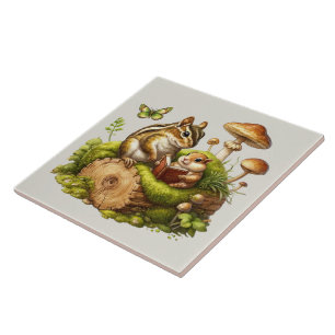 Cute woodland animal lovers  ceramic tile