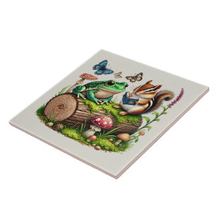 Cute woodland animal lovers ceramic tile