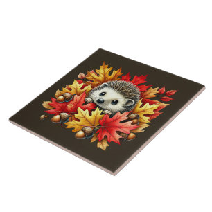 Cute woodland animal lovers hedgehog ceramic tile