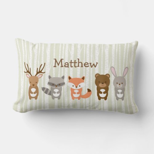 Cute Woodland Animal Lumbar Pillow