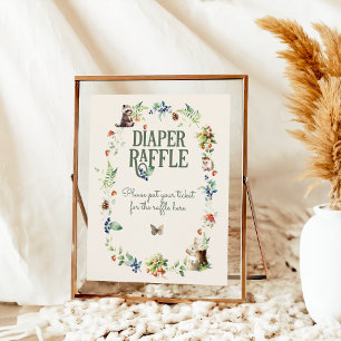 Cute Woodland Animal Neutral Baby Shower Diaper Poster