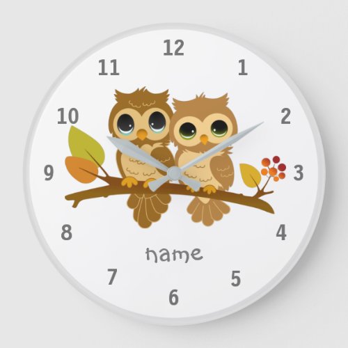 Cute Woodland Animal Owl Wall Clock