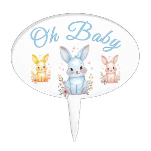 Cute Woodland Animal Pastel Blue Party Boy Cake Topper