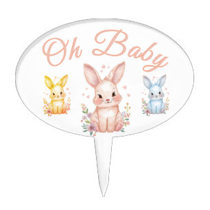 Cute Woodland Animal Pastel Pink Party Girl Cake Topper