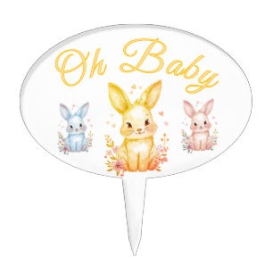 Cute Woodland Animal Pastel Yellow Neutral Party Cake Topper