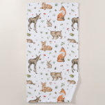 Cute Woodland Animal Pattern Beach Towel