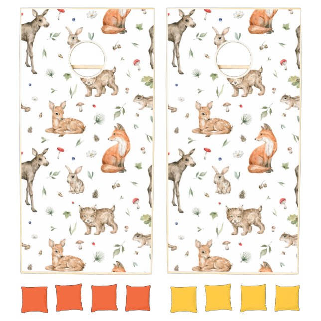 Cute Woodland Animal Pattern Cornhole Set (Set)