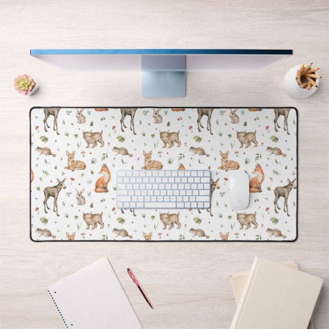 Cute Woodland Animal Pattern Desk Mat (Office 1)