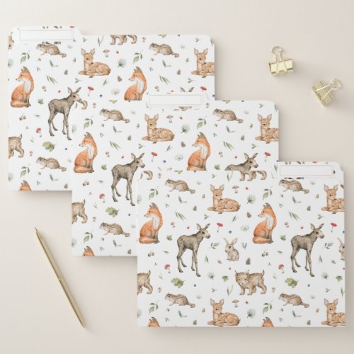 Cute Woodland Animal Pattern File Folder