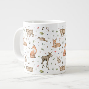 Cute Woodland Animal Pattern Giant Coffee Mug