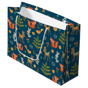 Cute Woodland Animal Pattern Large Gift Bag