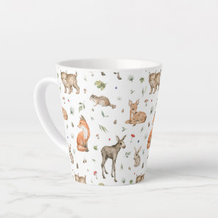 Cute Woodland Animal Pattern Latte Mug
