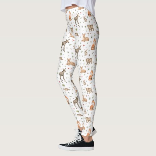 Cute Woodland Animal Pattern Leggings