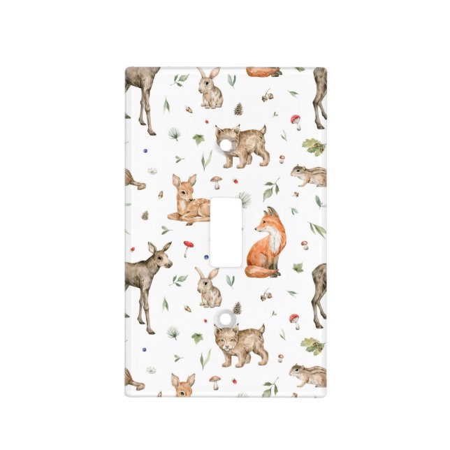 Cute Woodland Animal Pattern Light Switch Cover (Front)