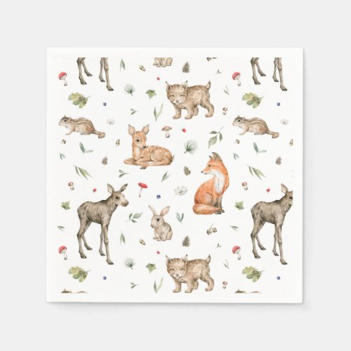 Cute Woodland Animal Pattern Napkins