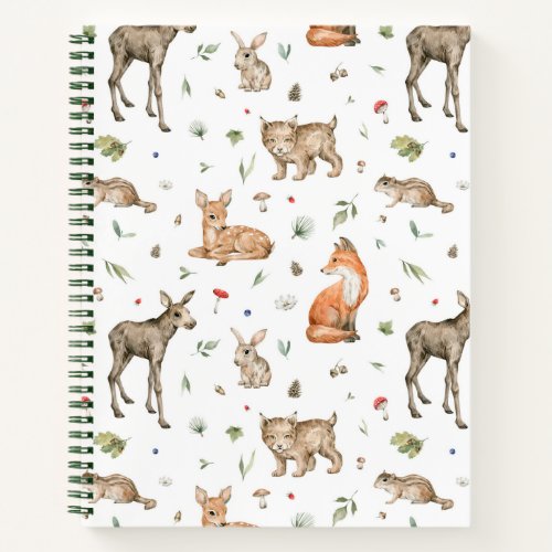 Cute Woodland Animal Pattern Notebook