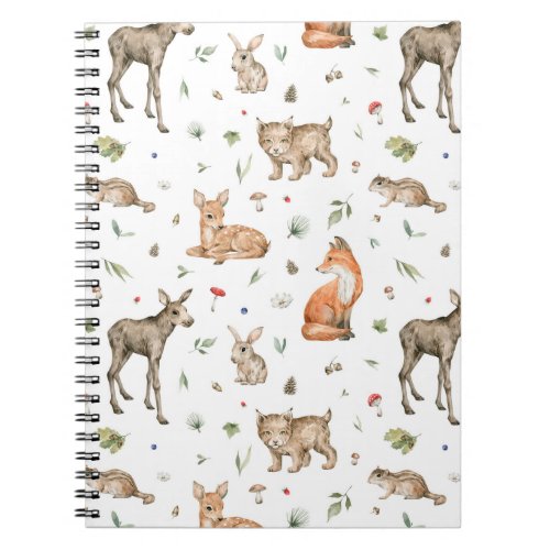 Cute Woodland Animal Pattern Notebook