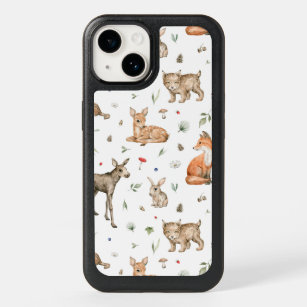 Cute Woodland Animal Pattern OtterBox iPhone 14 Case