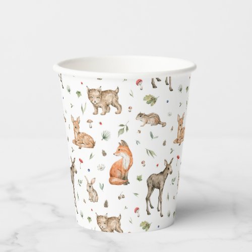 Cute Woodland Animal Pattern Paper Cups