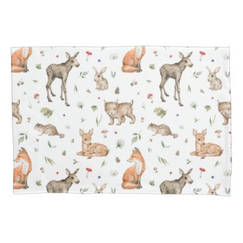 Cute Woodland Animal Pattern Pillow Case (Includes a Baby Bobcat)