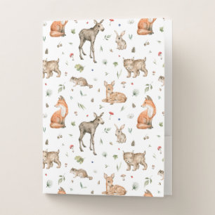 Cute Woodland Animal Pattern Pocket Folder