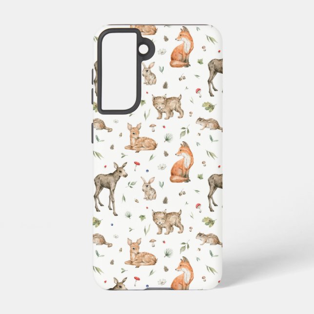 Cute Woodland Animal Pattern Samsung Galaxy Case (Back)