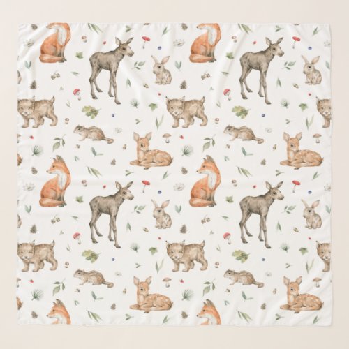 Cute Woodland Animal Pattern Scarf