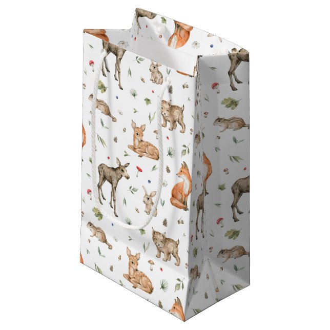 Cute Woodland Animal Pattern Small Gift Bag (Front Angled)