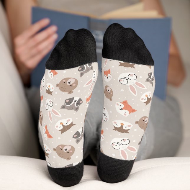 Cute Woodland Animal Pattern Socks (Bottom)