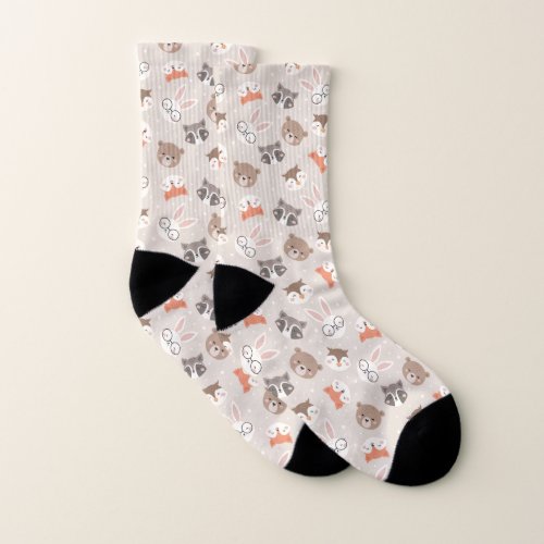 Cute Woodland Animal Pattern Socks