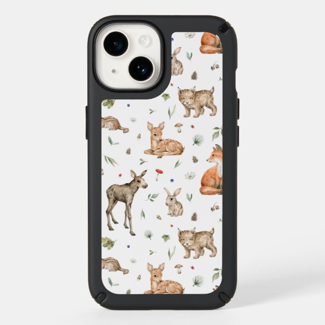Cute Woodland Animal Pattern Speck iPhone Case (Front)