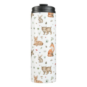 Cute Woodland Animal Pattern Thermal Tumbler