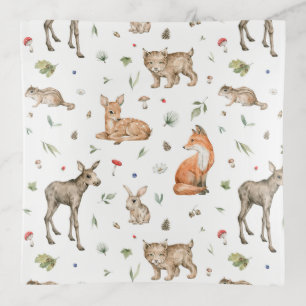 Cute Woodland Animal Pattern Trinket Tray