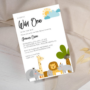 Cute Woodland Animal Safari Baby Shower Invitation