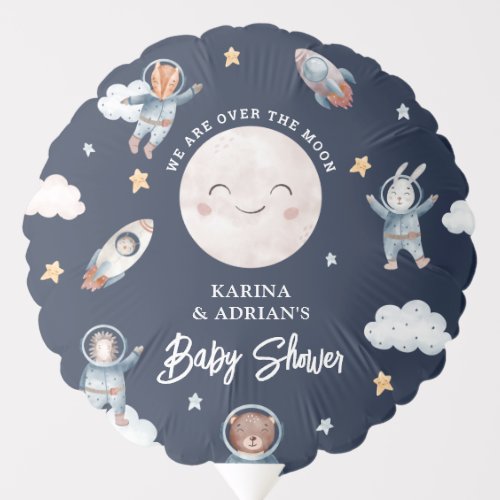 Cute Woodland Animal Space Baby Shower Balloon
