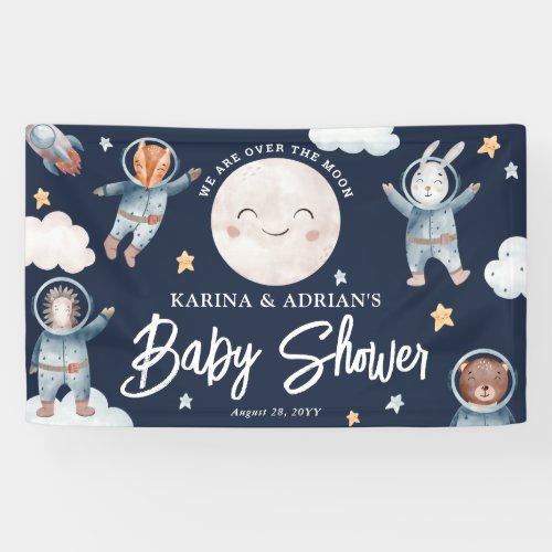 Cute Woodland Animal Space Baby Shower Banner