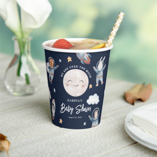 Cute Woodland Animal Space Baby Shower Paper Cups