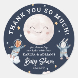 Cute Woodland Animal Space Baby Shower Thank You Classic Round Sticker