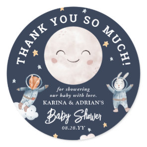 Cute Woodland Animal Space Baby Shower Thank You Classic Round Sticker