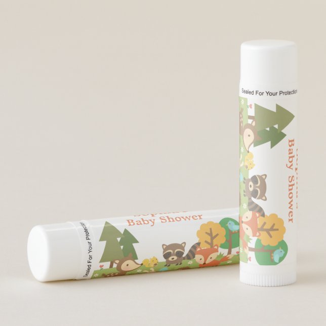 Cute Woodland Animal Themed Baby Shower Favors Lip Balm (Front)