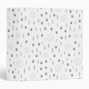 Cute Woodland Animal Track Pattern 3 Ring Binder